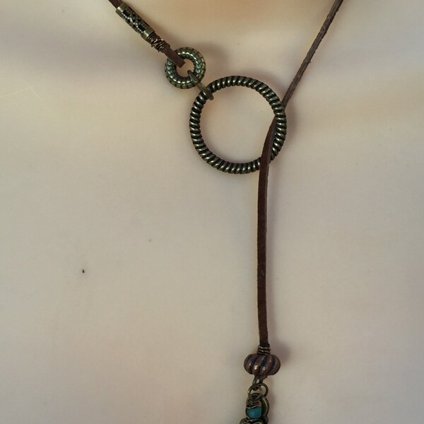 Brown Leather Wrap Necklace