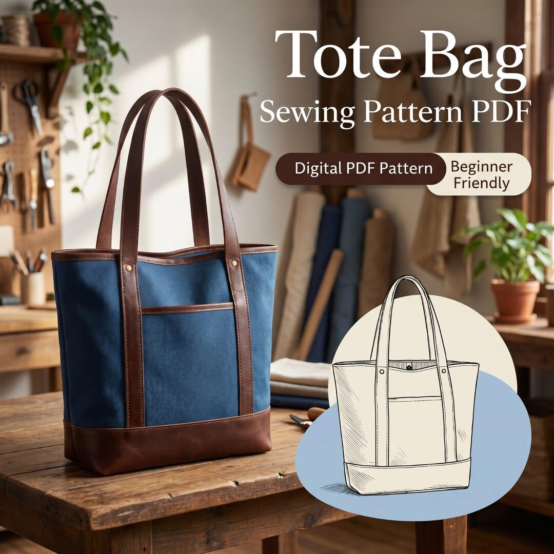 Tote Bag Sewing Pattern PDF | 4 Sizes Mini Tiny Large XL | A0 A4 US ...