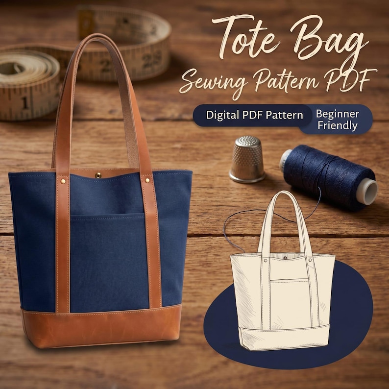 Tote Bag Sewing Pattern PDF | 4 Sizes Mini Tiny Large XL | A0 A4 US ...
