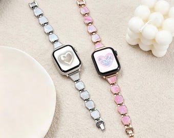 Elegant Feminine Mother-of-Pearl Metal Strap fits iWatch 11/10/9/8/7/6/SE (42mm)