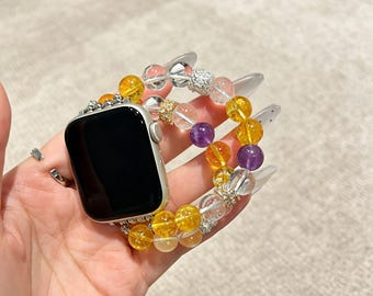 Feminine 3-Color Crystal Beaded Band, Cute Bracelet Strap for Apple Watch 11/10