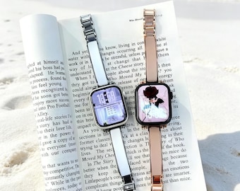 Feminine Metal Bangle Watch Band, Elegant Summer Bracelet Strap for Apple Watch Ultra, 10/9/8 & SE