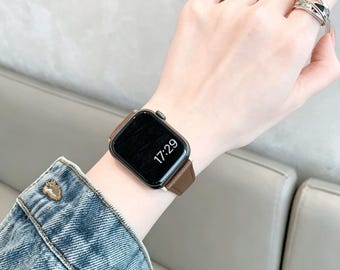 Girly Faux Leather Slim Waist Strap, Compatible with Apple Watch Series 11/10/9/8, All-Season Stylish Accessory