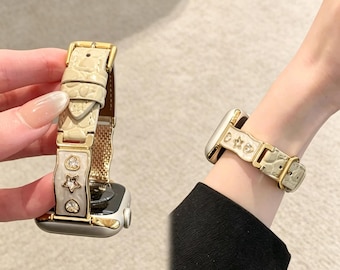 Girly Bangle-style Genuine Leather Band for Apple Watch 11/10/9/8/7