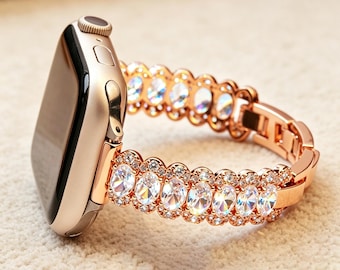 Feminine Zircon Wreath Copper Metal Band for Apple Watch 11/10/9/8/7/6/SE3