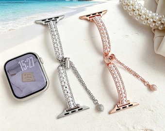 Girly Pearl Rhinestone Band, Luxury Stylish Strap for Apple Watch 11/10/9/8/7, SE & Ultra 3/2/1