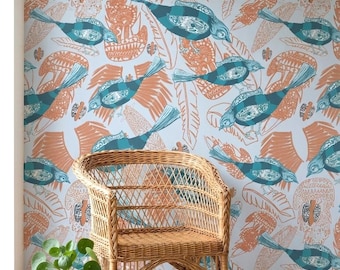 Tapeta Boho Turquoise Mechanical Birds
