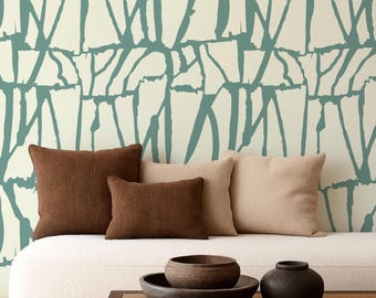 Tapeta z teksturą spękań Wild Green & Cream