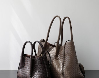 Woven Leather Tote Bag Luxury Handwoven Shoulder Bag Elegant Minimalist Everyday Purse Premium Artisan Handbag Unique Gift for Her