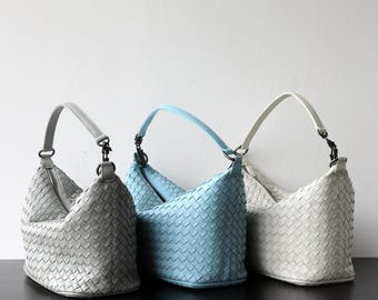 Vävd hoboväska Slouchy läderaxelväska Flätad läderhandväska Mjuk vardagsväska Stor väska med topphandtag Trendig sommartoteväska Present till henne