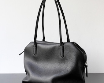 Bolso de hombro minimalista de piel auténtica, bolso tote de piel auténtica, bolso de mano de lujo para mujer, bolso de piel suave, bolso hobo para el día a día, bolso de diseñador