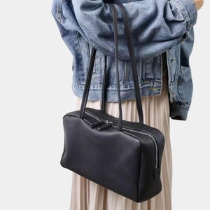 Bolso de hombro minimalista de piel auténtica, bolso tote de piel auténtica, bolso de mano de lujo para mujer, bolso de piel suave, bolso hobo para el día a día, bolso de diseñador