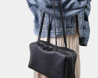 Minimalistische leren schoudertas Echt leren draagtas Luxe handtas voor vrouwen Zachte leren tas alledaagse hobo-tas Designertas