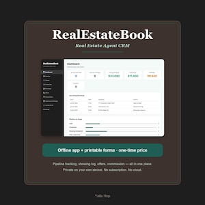 RealEstateBook — Real Estate Agent CRM | Offline App + Printable Forms | One-Time Purchase