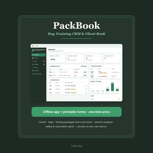 Dog Trainer CRM App + Client Forms | Session Package Tracker, Intake & Agreement | Offline, No Subscription