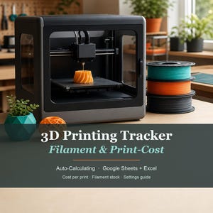 3D Printing Filament Tracker Spreadsheet | Print Cost Calculator, Inventory & Settings | Google Sheets + Excel