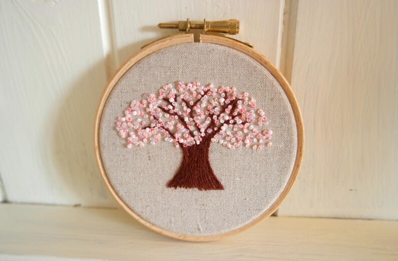 Cherry Blossom Embroidery Hoop Art Kit Embroidery Kit Craft Etsy UK