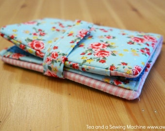 Wallet Sewing Pattern PDF: Floral Fabric Purse, Magnetic Snap (Digital Download)