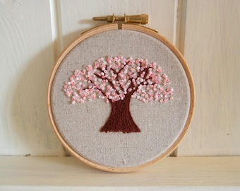 Cherry Blossom Embroidery Hoop Art Kit Embroidery Kit Craft Kits For Adults Hand Embroidery Project Sewing Gift Needlecraft Kit Cherry Tree