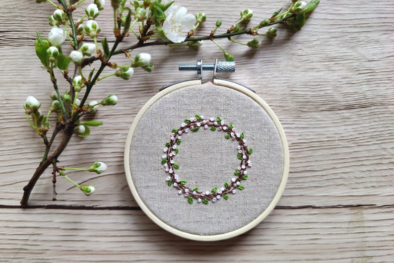 Spring Blossom Wreath Embroidery Hoop Craft Kit image 1