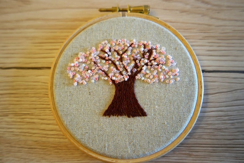 Cherry Blossom Embroidery Hoop Art Kit Embroidery Kit Craft Etsy UK