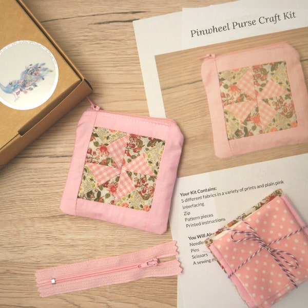 Pinwheel Purse Craft Kit Patchwork Purse Craft Kits for Adults Sew Your Own Zip Purse DIY Kit Purse Sewing Kit Adult Craft Kit