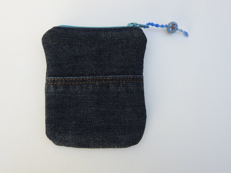 Coin Purse Purse Organizercredit Card Holderdenim Repurposed Zippered