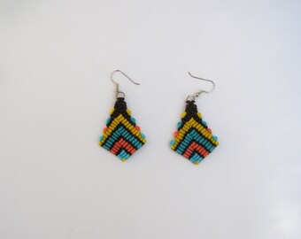 Boucles d’oreilles en macramé-boho-léger-cordon en nylon noué à la main