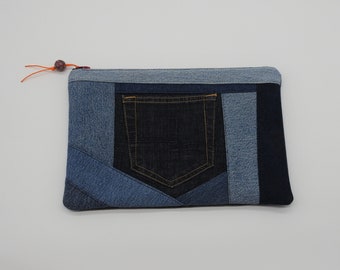 denim bag-clutch-everyday bag-evening bag-repurposed denim-retro-bohemian-hippie fashion-denim pocket-gift-Christmas-unique-one of a kind