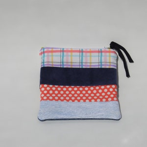 Reißverschlusstasche-einfache Geldbörse-Bunttasche-Bunt-Patchwork-Kreditkarten-Velour-Accessoire-Tasche-Weihnachtsgeschenk-Baumwolle-Denim