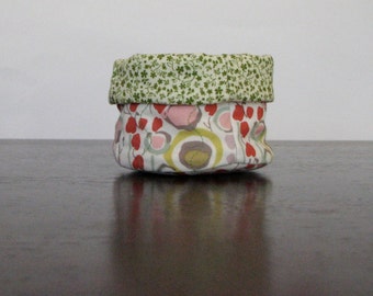 Bowl soft sculpture - clover print and pastel modern floral print fabrics - jewelry and accessory container - gift