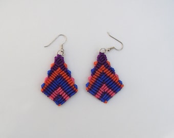 Boucles d’oreilles en macramé-boho-léger-cordon en nylon noué à la main
