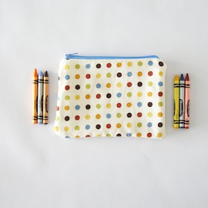 small polka dotty clutch zipper bag - cosmetics case, pencil case, purse organizer - back to school - art supply case