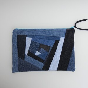 bolso denim -clutch- bolso diario -bolso de noche- denim reutilizado - retro y boho - diseño patchwork - organizador - útiles escolares