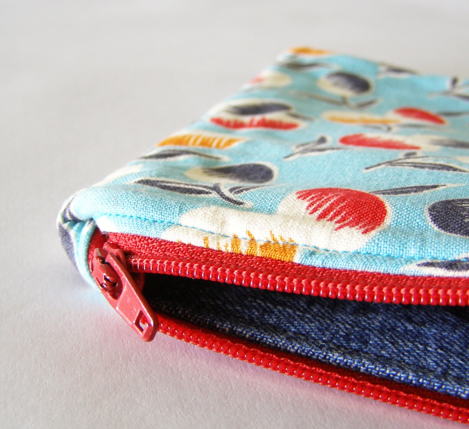 Zip up Bag Modern Bubble Flowers Small Sky Blue Pen Case / Etsy UK