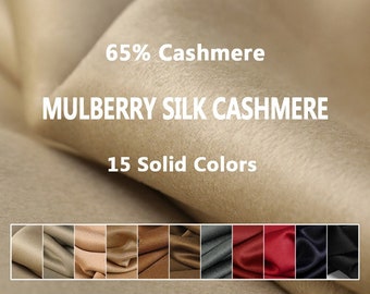 65% Cashmere - 15 Colors Double Faced Mulberry Silk Wool Cashmere Fabric - 140cm wide by the Yard