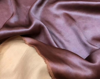 SUZHOUDUAN - 26 Momme Handmade Plant Dye HongYunSha Gambiered Canton Silk Satin Fabric - 110cm wide by the Yard