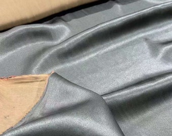 HEIJIAO - 25 Momme Brown and Black Handmade Mud Silk Gambiered Guangdong Silk Satin Fabric 110cm by the Yard