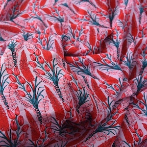 HUAN - 12 Momme Flower Print Silk Crepe de Chine Fabric 140cm wide by the Yard