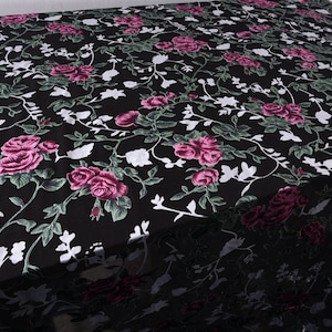 CSEHA - Burnout Floral Black Sheer Silk Velvet fabric - 140cm wide by the yard