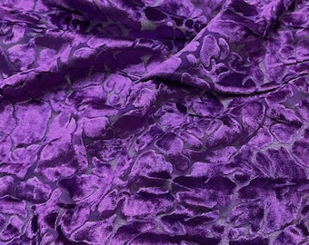 ZILULAN - Floral Sheer Burnout Silk Velvet Fabric - 114cm wide by the Yard