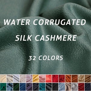 Tessuto di lana cashmere seta ondulato ad acqua double face 32 colori - 150 cm di larghezza tagliato su misura