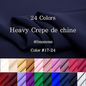40momme 24 Colors Heavy Silk Crepe de Chine Fabric - 140cm wide by the Yard