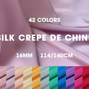 43 Colors Solid 16 Momme Silk Crepe de Chine Fabric - 140cm wide by the Yard