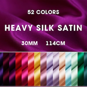 30 Momme 52 Colors Solid Heavy Silk Charmeuse Satin Fabric - 114cm wide by the Yard
