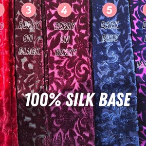 ZAOQIU - Floral Sheer Burnout Silk Velvet Fabric - 114cm wide by the Yard
