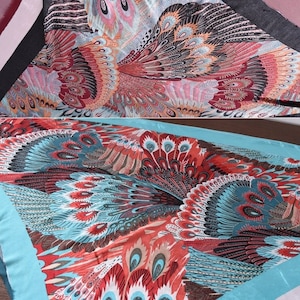 Peacock feather Digtial Printing Silk Velvet, Soft and comfortable, 114cm x 105cm, for Blouses/Skirts/Shawl/Scarves, Sold in fixed size