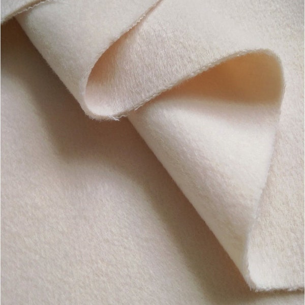 Tissu cachemire en laine double face beige clair - 150 cm de large par cour