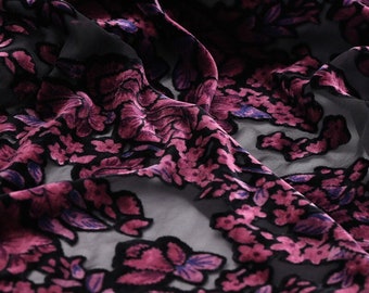 ZMUDAN - Sheer Burnout Silk Velvet Fabric - 114cm wide by the Yard