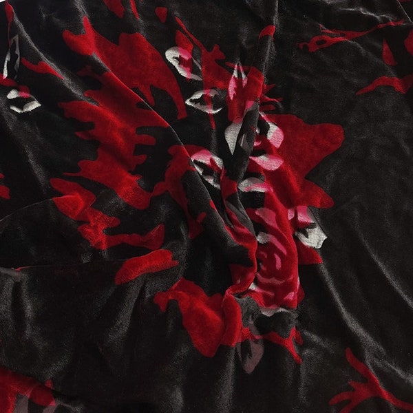 HEIGUILI - Floral Sheer Burnout Silk Velvet Fabric - 114cm wide by the Yard